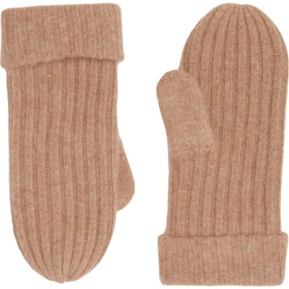 Tahari Women's Burlap Heather Ribbed Knit Cashmere Mittens Size OS